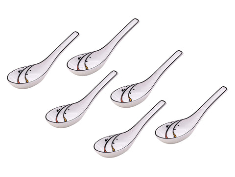 Nethan by MinhLong Premium Porcelain Ceramic Soup Spoon - 5.12 Inches (6 spoons, balloon)