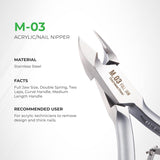 NGHIA Limited Stainless Steel Nail Nipper - M-03: Precision Acrylic Nipper with Grey Plated Jaw, Curve Handle, and Double Spring