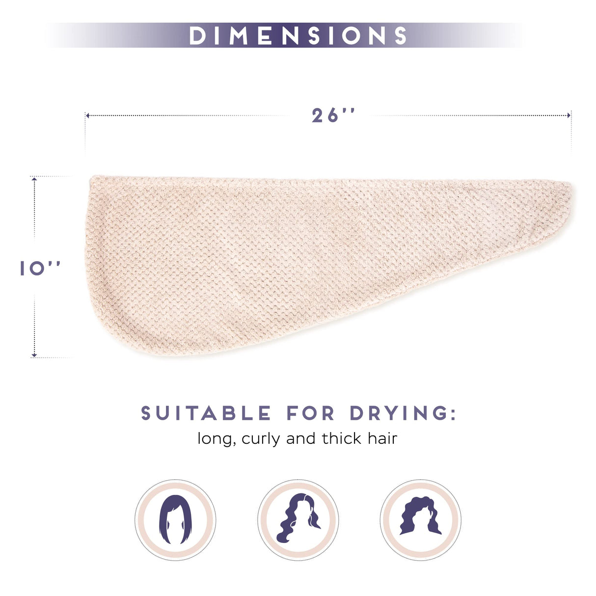 2 Pack Microfiber Hair Towel Wrap for Women, Anti Frizz Quick Drying Hair Turban for All Hair Style, Absorbent and Lightweight (Beige + Grey)