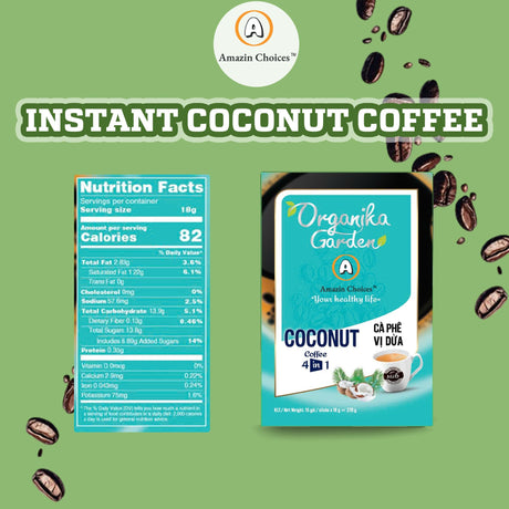 Amazin Choices Instant Coconut Coffee Pack of One - 270g (15 Sachets x 18g)