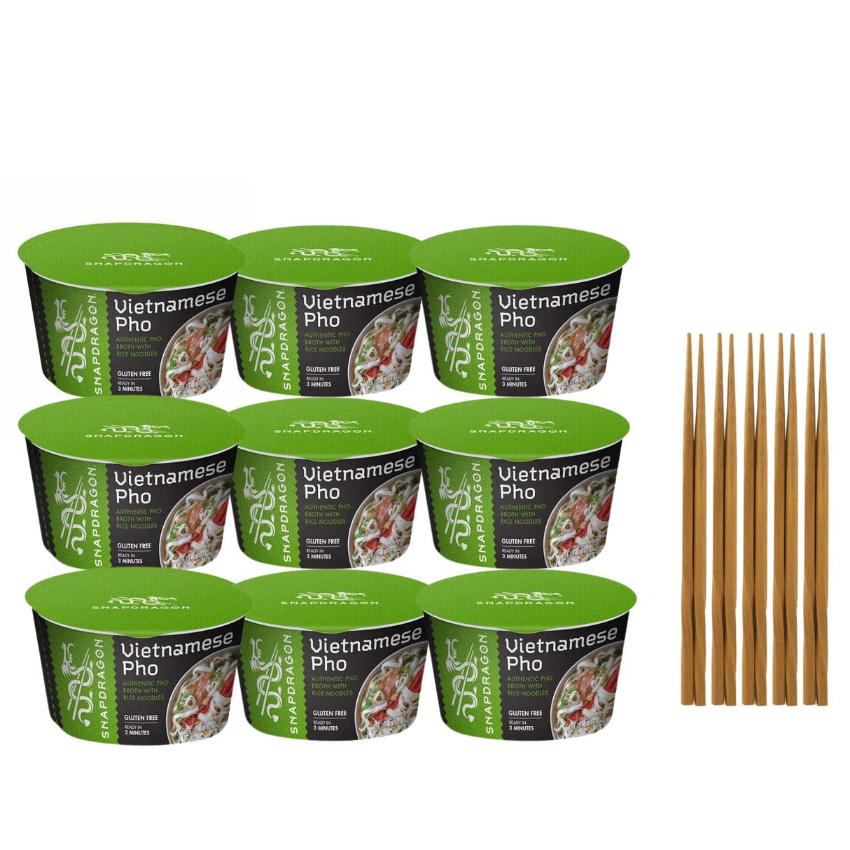 The Vietnamese Pho Bowl, 2.1 Oz (Pack of 9 Bowls) and Vietnamese Bamboo Chopstick