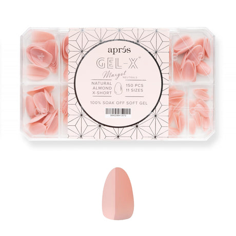 Apres Neutrals Gel-X Margot Box Of Press On Nails, 11 Sizes 00-9, Soft Gel Nail Tip Box (150pcs) (Almond Short, 150)