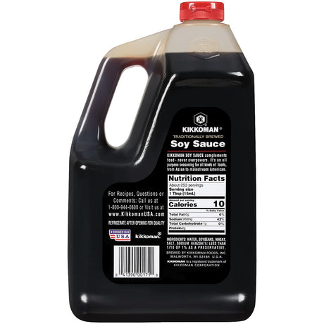 Kikkoman - Traditionally Brewed Soy Sauce, Organic Soy Sauce, All Purpose Seasoning, No Added Preservatives - 1 Gallon