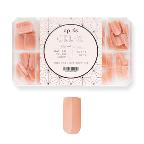 Apres Neutrals Gel-X Emma Box Of Nail Tips, 11 Sizes 00-9, Soft Gel Tip Box (150pcs) (Natural Almond Extra Short, 150)