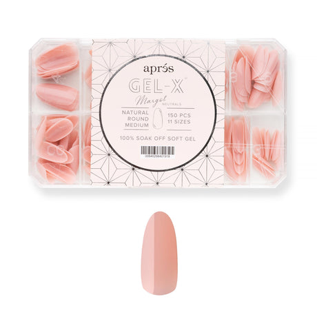 Apres Neutrals Gel-X Margot Box Of Press On Nails, 11 Sizes 00-9, Soft Gel Nail Tip Box (150pcs) (Almond Short, 150)