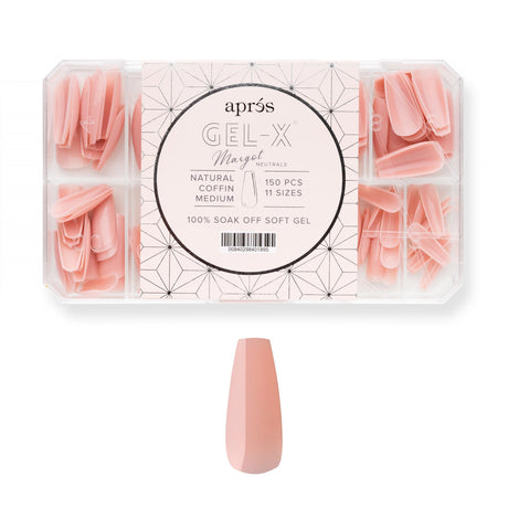 Apres Neutrals Gel-X Margot Box Of Press On Nails, 11 Sizes 00-9, Soft Gel Nail Tip Box (150pcs) (Almond Short, 150)
