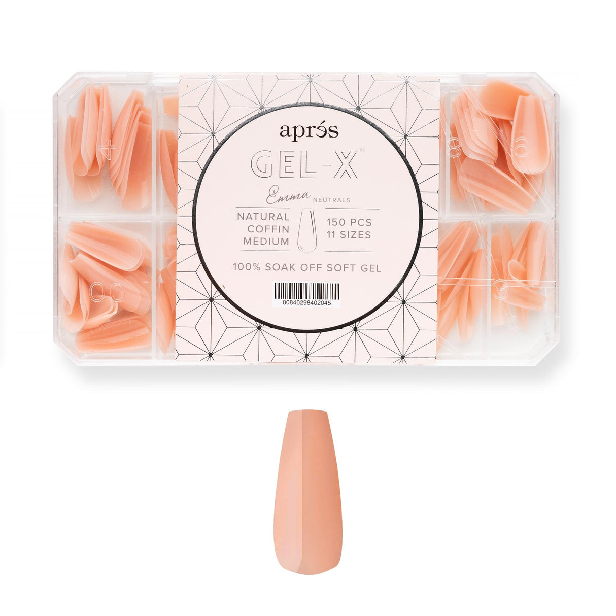 Apres Neutrals Gel-X Emma Box Of Nail Tips, 11 Sizes 00-9, Soft Gel Tip Box (150pcs) (Natural Almond Extra Short, 150)