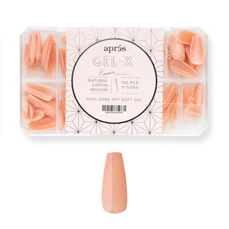Apres Neutrals Gel-X Emma Box Of Nail Tips, 11 Sizes 00-9, Soft Gel Tip Box (150pcs) (Natural Almond Extra Short, 150)
