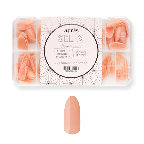 Apres Neutrals Gel-X Emma Box Of Nail Tips, 11 Sizes 00-9, Soft Gel Tip Box (150pcs) (Natural Almond Extra Short, 150)