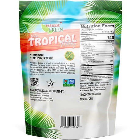 Paradise Green Kosher Non-GMO Gluten free Fat Free Dried Tropical Medley, 24 oz