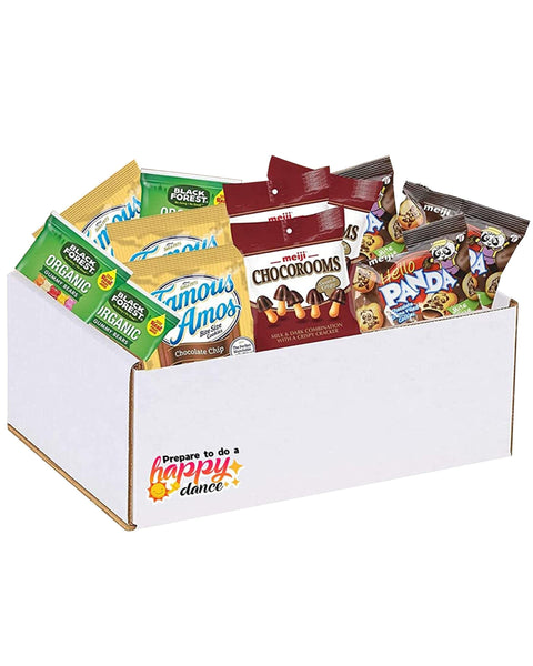 Mythibox Snack Gift Box - Everyday Care Package (12 Counts) Gummy, Cookies for Military, Students, Office, Get Well with Inspirational Stickers