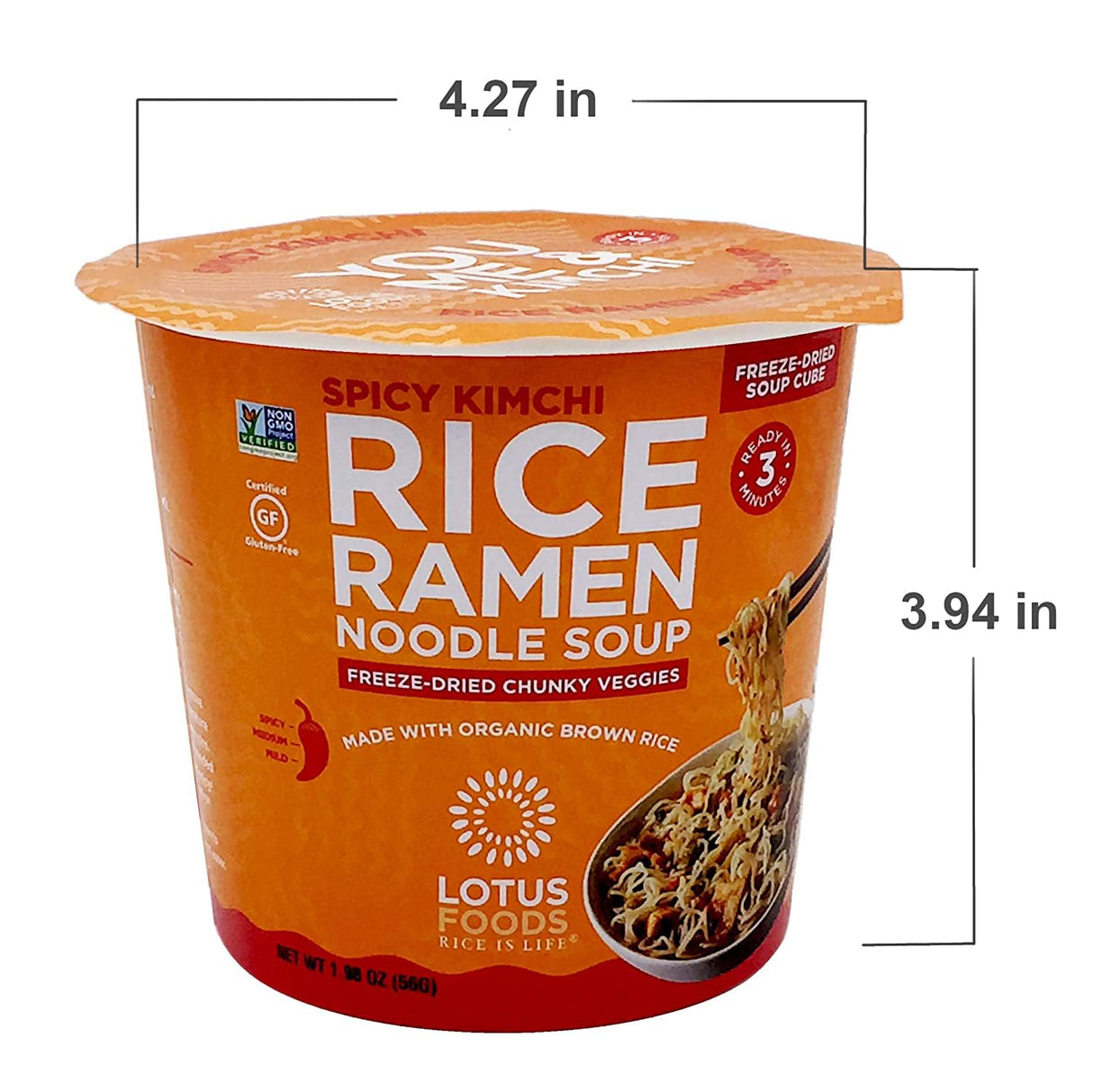 LOTUS FOODS Spicy Kimchi Rice Ramen Noodle Soup, 1.98 OZ