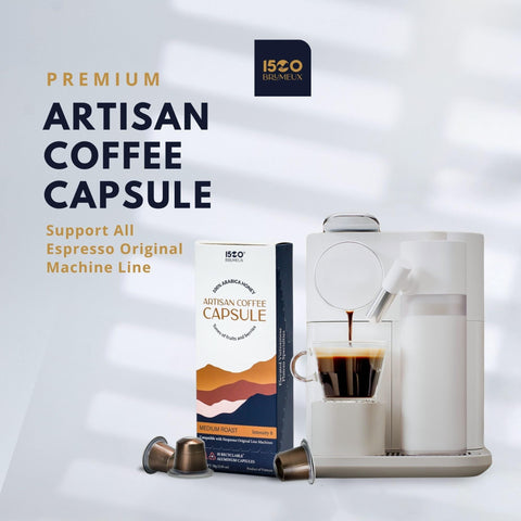 Premium Coffee Capsules - 100% Compatible with Nespresso Original Machines, 1500 BRUMEUX Organic Honey Arabica Coffee, Medium Roast 8, 10 Recyclable Aluminum Pods, Vietnamese Specialties