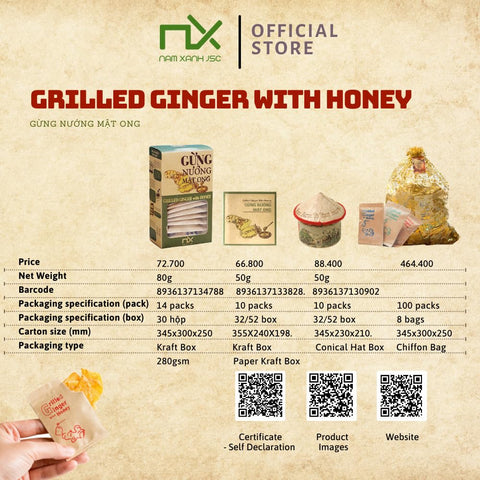 Grilled Ginger with Honey Gung Nuong Mat Ong Traditional Vietnamese Ginger Snack 14 sticks/box