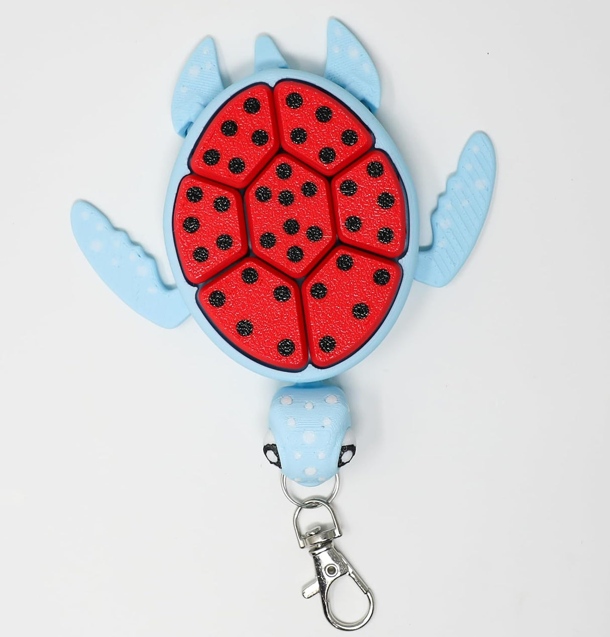 Fruit Turtle Fidget Clicker Keychain 3D Printed - Sensory Stress Relief Toy for Autism, ADHD, Anxiety, and Fidgeting (Watermelon Turtle)