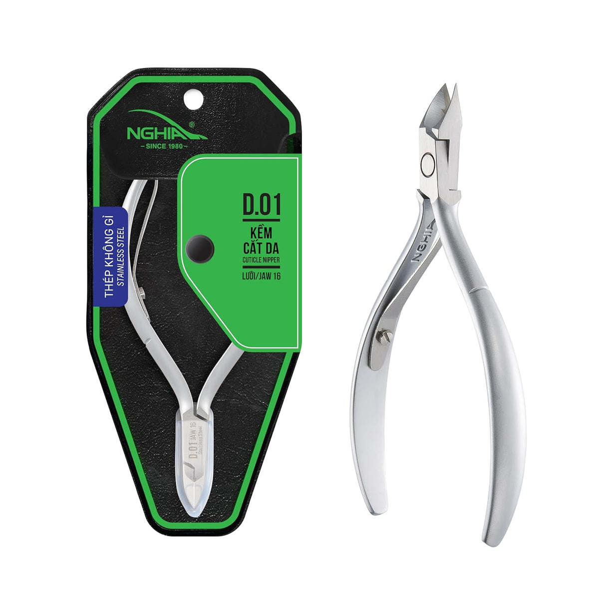 NGHIA Cuticle Nipper - D-01 JAW 16 | Stainless Steel | Durable and Sharp | Ergonomic Design | Grey Plated | Ideal for Salons and Home Use