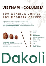 Dakoli Supremo Blend Coffee, Medium - Dark Roast, 12 Ounces.