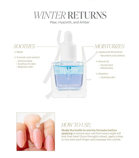 Apres Light & Shadow Cuticle Serum, Nourishing Blend of Almond and Jojoba Oil, Vitamin B and Turmeric, Cuticle Repair Oil 15 mL (15 ml, Winter Returns (Pear, Hyacinth, and Amber))
