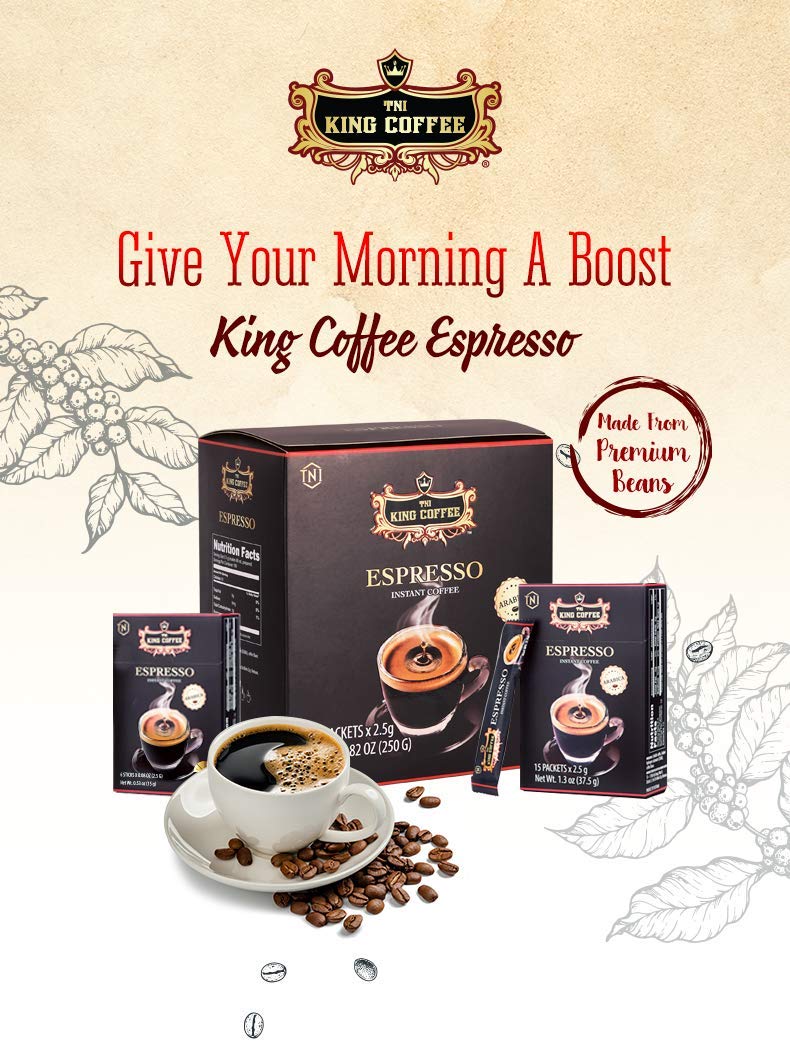 King Coffee Espresso, Vietnamese Instant Coffee Arabica, Medium Dark Roast, Trung Nguyen G7 Vietnamese Coffee Drip Gift Set, Vinacafe Nguyen Cafe, 15 Packets x 2.5g, Pack of 1