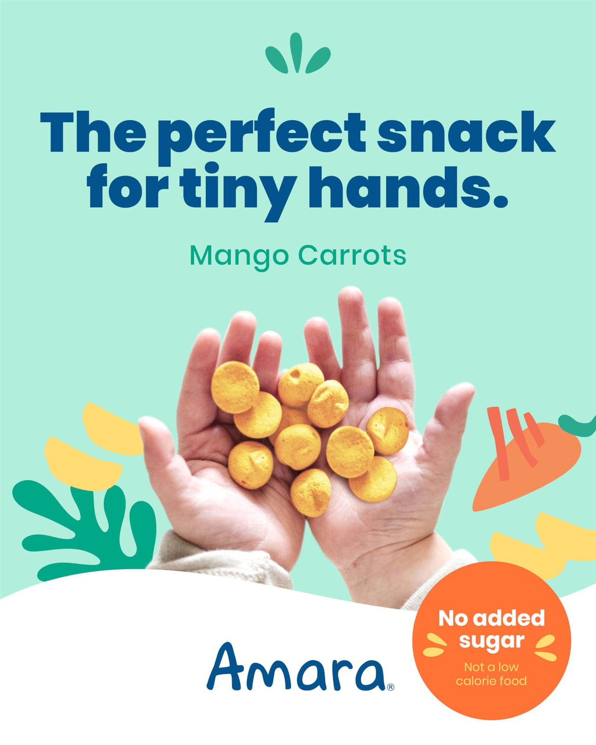 Amara Smoothie Melts - Mango Carrot - Baby Snacks Made With Fruits and Vegetables - Healthy Toddler Snacks For Your Kids Lunch Box - Organic Plant Based Yogurt Melts - 6 Resealable Bags