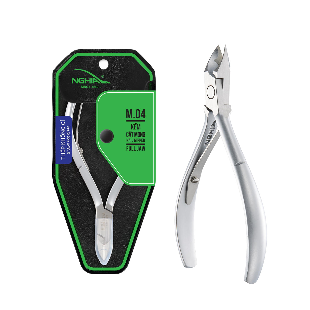 NGHIA Stainless Steel Nail Nipper - M-01, Precision Acrylic Nipper with Grey Plated Jaw, Curve Handle, and Single Spring