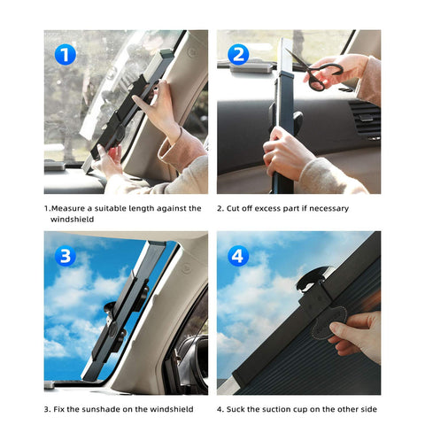 Retractable Windshield Sun Shade for Car, UV Rays to Keep Your Vehicle Cool, Auto Sunshade Fits Front Window of Various Models