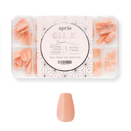 Apres Neutrals Gel-X Emma Box Of Nail Tips, 11 Sizes 00-9, Soft Gel Tip Box (150pcs) (Natural Almond Extra Short, 150)