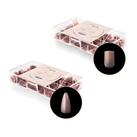 Aprés Nail Neutrals Gel-X Mia Natural Square Extra Short & Natural Stiletto Short Box of Tips Bundle | Includes 300 Gel-X Tips | Premium Quality | 11 Sizes 00-9