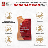 Korean Red Ginseng Energy Boost Drink with Reishi Mushroom, Ginger Extract, Goji Berry [CheongKwanJang - Hong Sam Won Plus] Caffeine Free Herbal Tea, Increase Productivity - 30 Pouches