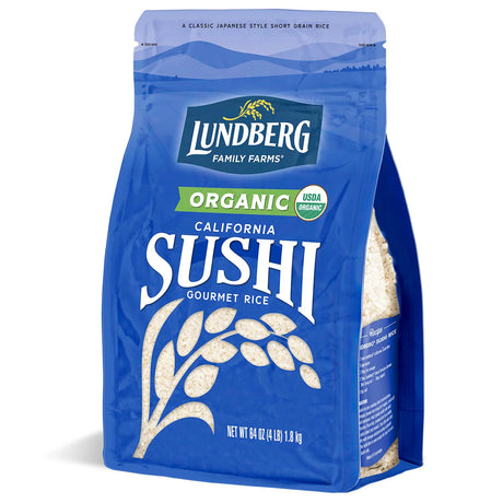 Lundberg Organic California Sushi Rice - Short Grain Rice, White Japanese-Style Sticky Rice for Perfect Sushi Rolls, Rice Bowls, and Mochi, White Rice Grown in California, 64 Oz