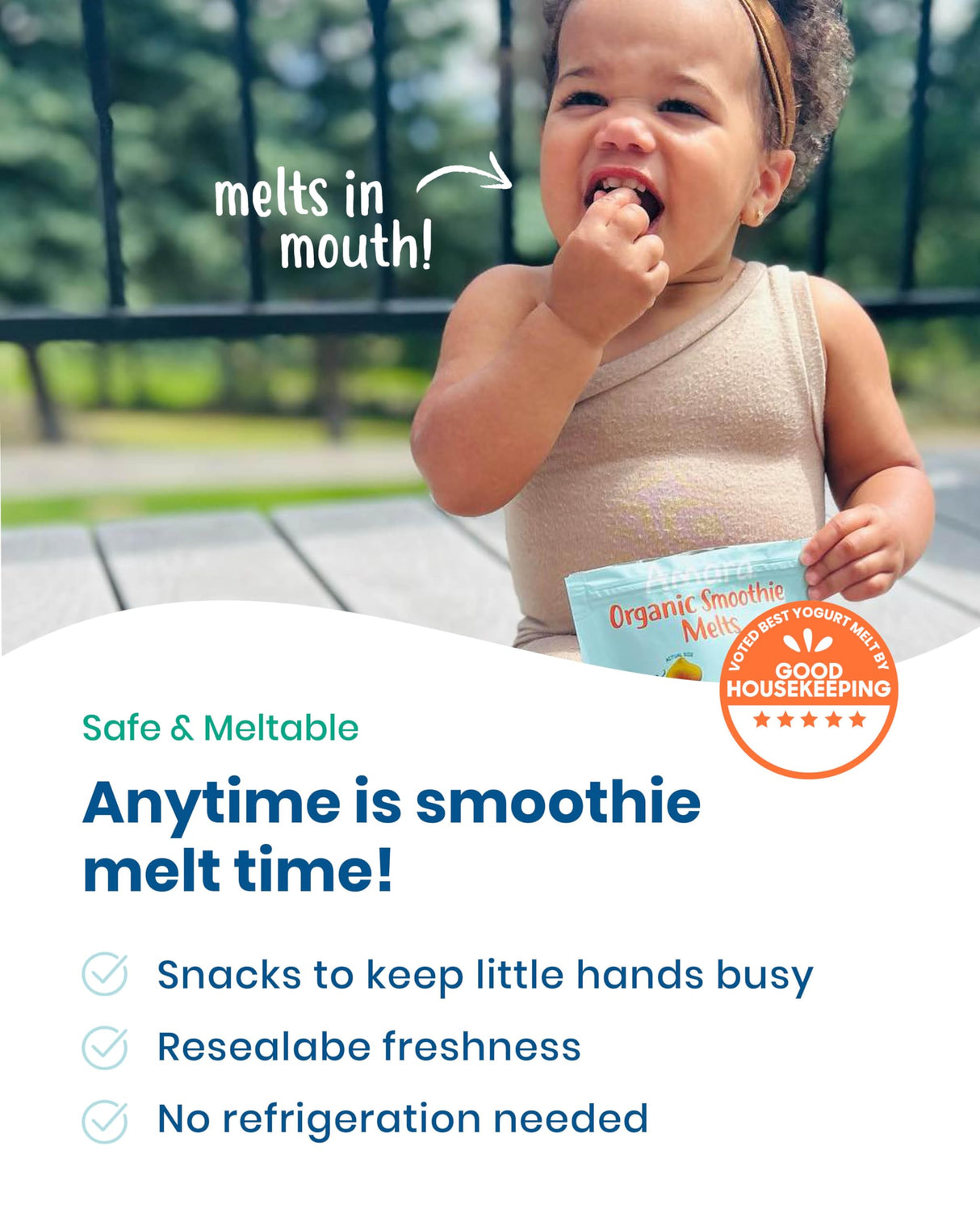 Amara Smoothie Melts - Mango Carrot - Baby Snacks Made With Fruits and Vegetables - Healthy Toddler Snacks For Your Kids Lunch Box - Organic Plant Based Yogurt Melts - 6 Resealable Bags