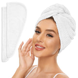 2 Pack Microfiber Hair Towel Wrap for Women, Anti Frizz Quick Drying Hair Turban for All Hair Style, Absorbent and Lightweight (Beige + Grey)