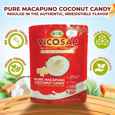 Amazin Choices Pure Macapuno Coconut Candy. Vietnamese Sweet Macapuno Coconut Candy. Low Sugar and Vegan Friendly Snacks for Parties - Viet Snack - Pack of One (3.5Oz)