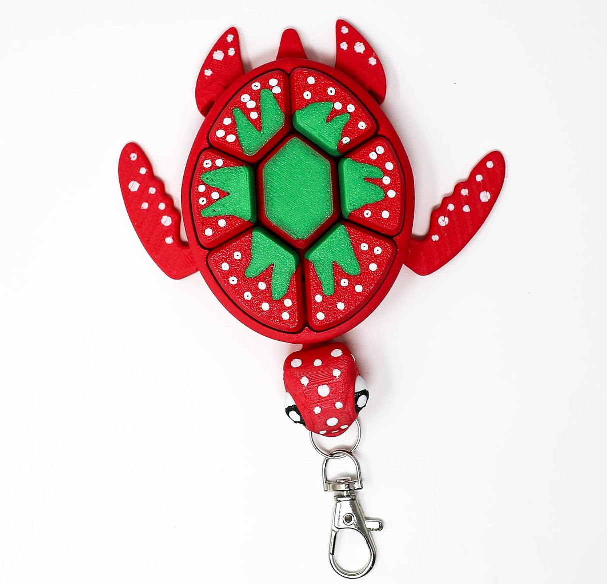 Fruit Turtle Fidget Clicker Keychain 3D Printed - Sensory Stress Relief Toy for Autism, ADHD, Anxiety, and Fidgeting (Strawberry Turtle)