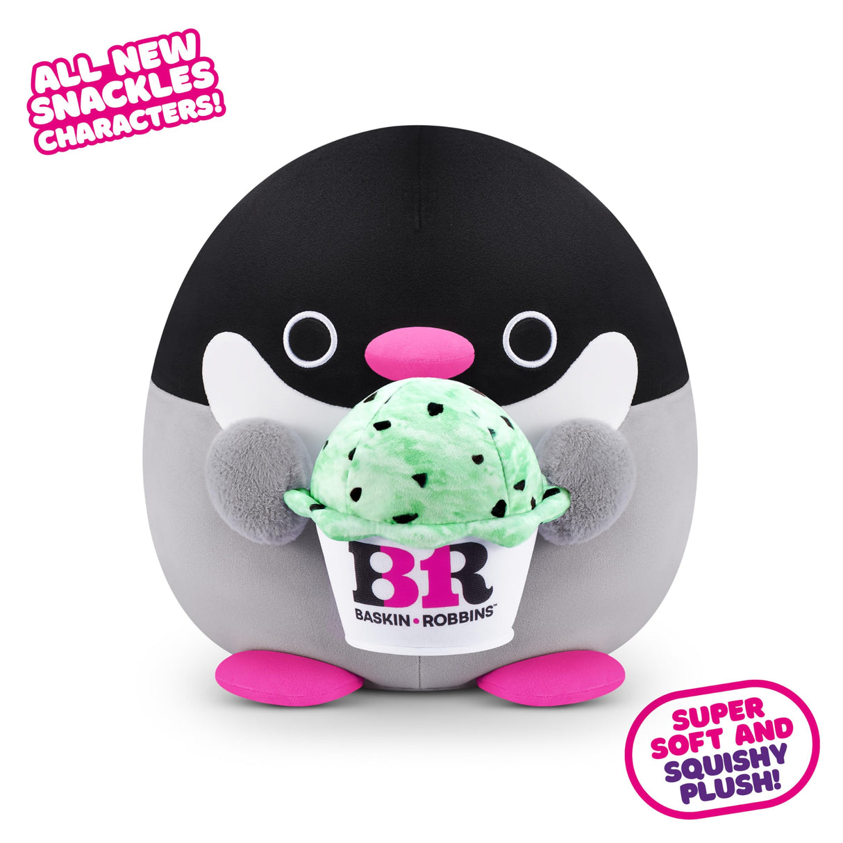 Snackles Series 2 Penguin & Baskin-Robbin 8 Inch Plush by ZURU, Ultra Soft Plush, Collectible Plush with Real Licensed Brands, Stuffed Animal, Giftable