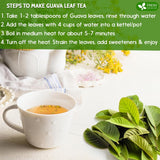 FreshDrinkUS, Premium 100+ Natural Guava Leaves, Whole Dried Leaves, 100% Pure from Guava Leaves, Natural Guava Loose Leaf Herbal Tea, No Additives, No Caffeine, Vegan