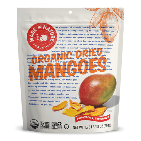 Made in Nature Organic Dried Mangoes, Non-GMO, Gluten Free, Unsulfured, Vegan Snack, 28oz (Pack of 1), Packaging May Vary