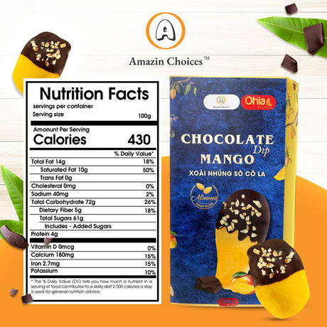 Amazin Choices Almond Chocolate Dip Mango. Pack of 10 (7.05oz)