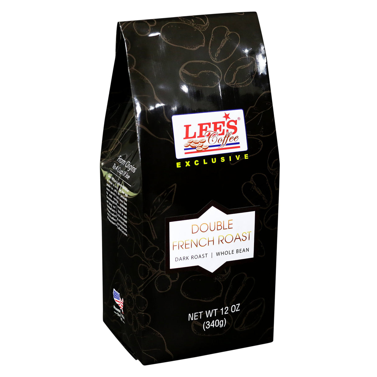 Lee's Coffee Exclusive Whole Bean Coffee, Double French Roast, 12 Ounce