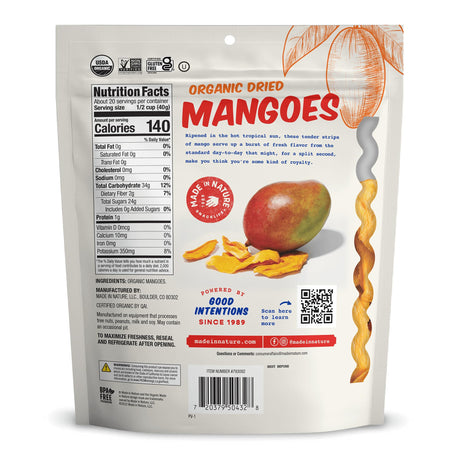 Made in Nature Organic Dried Mangoes, Non-GMO, Gluten Free, Unsulfured, Vegan Snack, 28oz (Pack of 1), Packaging May Vary