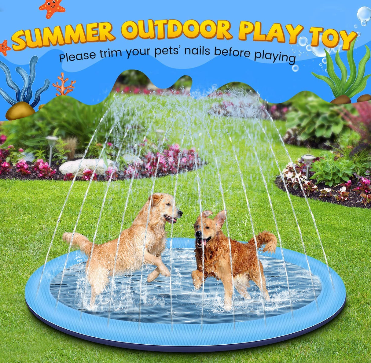 Sprinkler Pad for Kids and Dogs, 10 FT Extra Large Splash Pad for Toddlers 1-3 and Kids Ages 2+