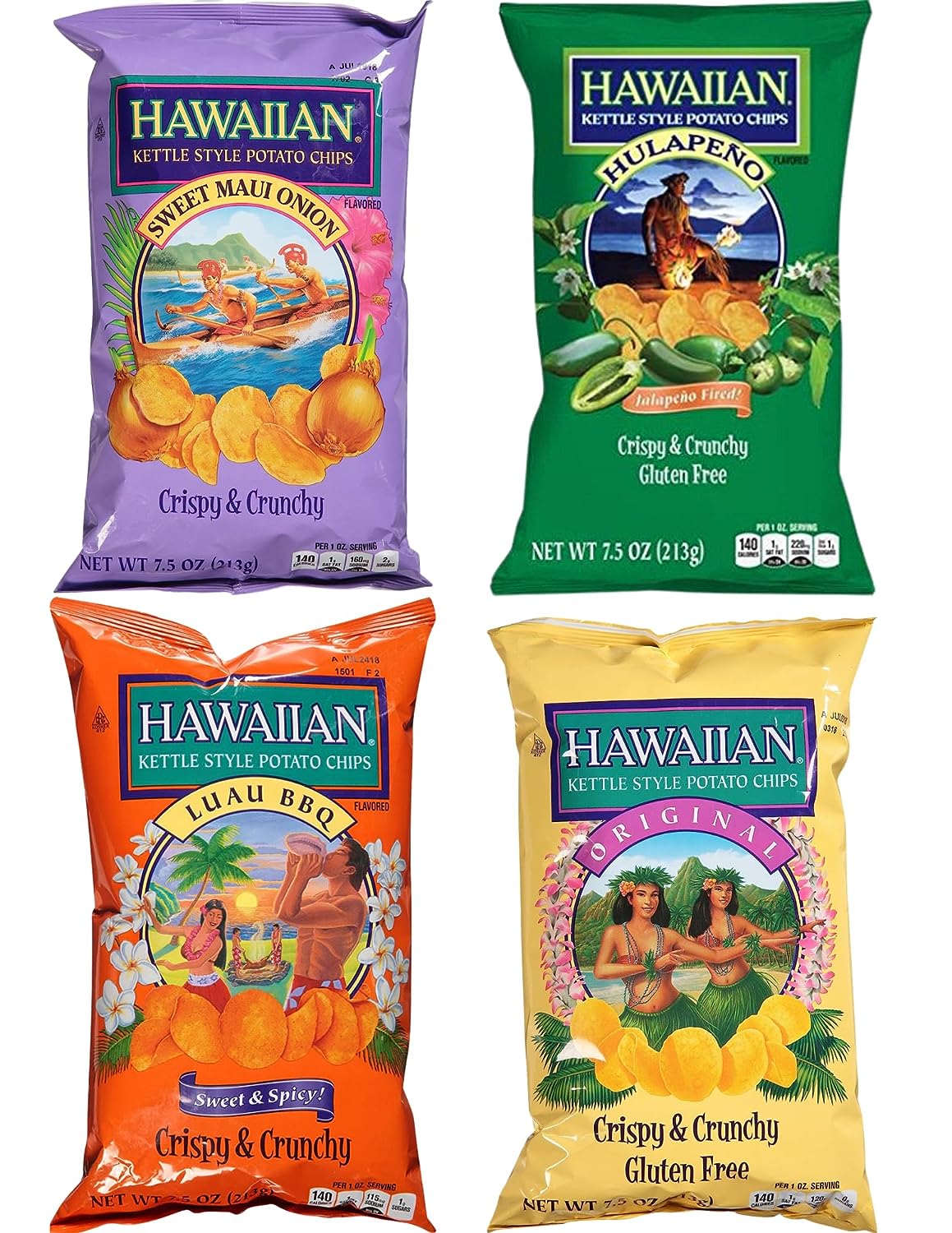 Hawaiian Kettle Style Potato Chips Variety, 30 X 1.5 Ounce/Bag (2 Lb 13 Oz) - Pack of 30