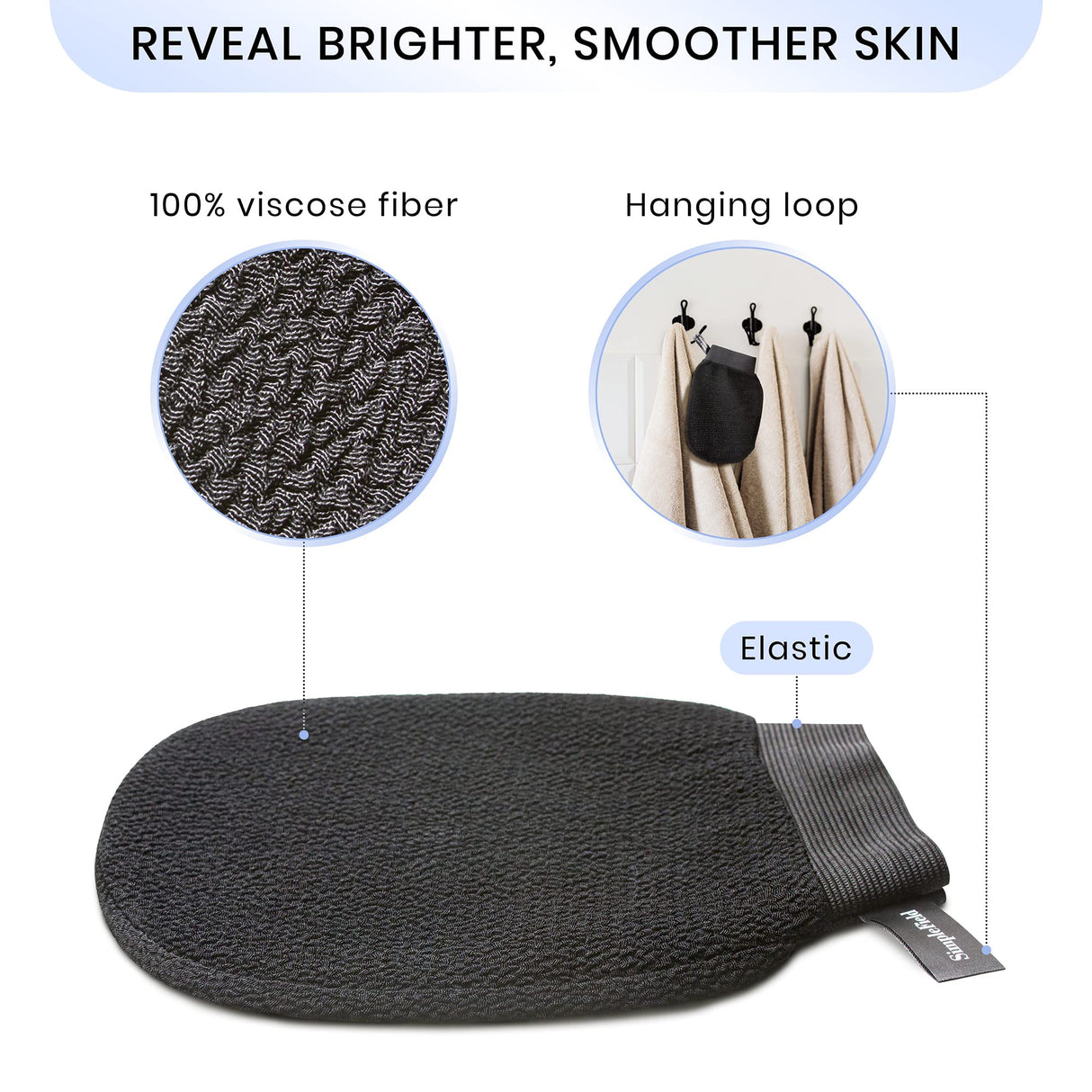 Korean Exfoliating Mitt for Remove Dead Skin. 2 Pack 100% Viscose Kessa Deep Exfoliating Gloves for Body Scrub, Keratosis Pilaris and Self Tanning. Easily Smooth Skin Surface.