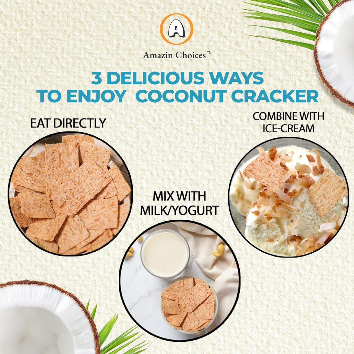 AMAZIN CHOICES Coconut Cracker With Coffee - Gluten-Free, Vegan Friendly, No Preservatives, Non GMO Coconut Crackers, Snack Viet - 2.82oz