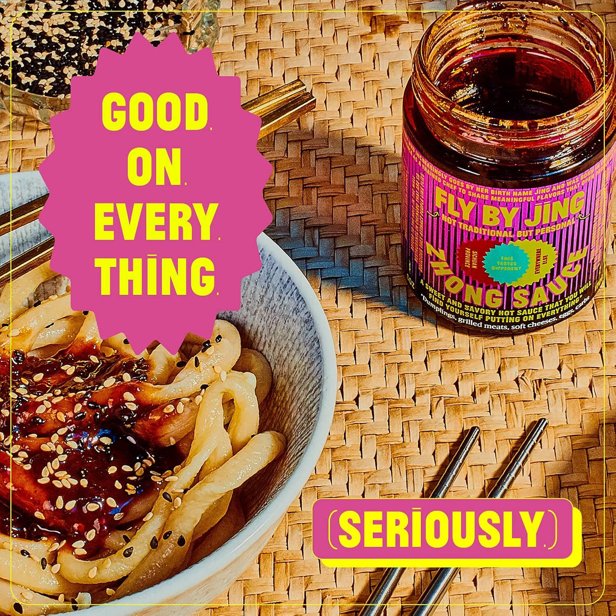 FLYBYJING Spicy Sweet Chili Sauce - Perfect for Noodles, Meats, Veggies, and Dumplings - All-Natural and Vegan Zhong Sauce, Use as Marinade and Glaze, 6oz (Pack of 1)