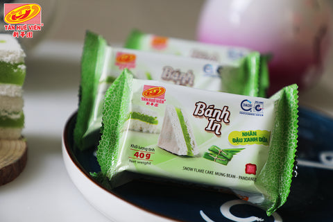 In Tan Hue Vien Snow Flake Cake - Mung bean - Pandan, 400G, 4 packs