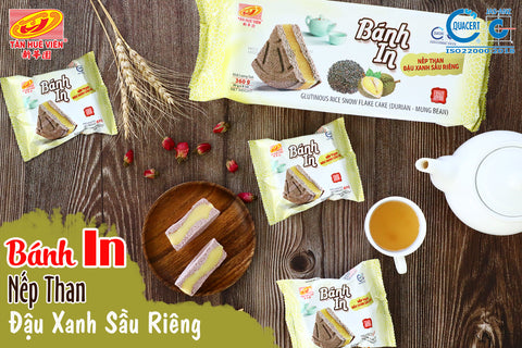 Tan Hue Viem Snow Flake Cake Black Rice - Mung Bean - Durian 360G 6 packs