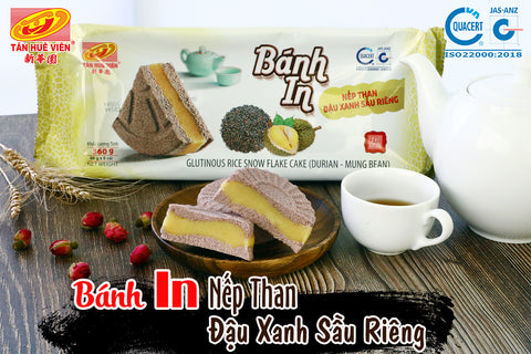 Tan Hue Viem Snow Flake Cake Black Rice - Mung Bean - Durian 360G 6 packs