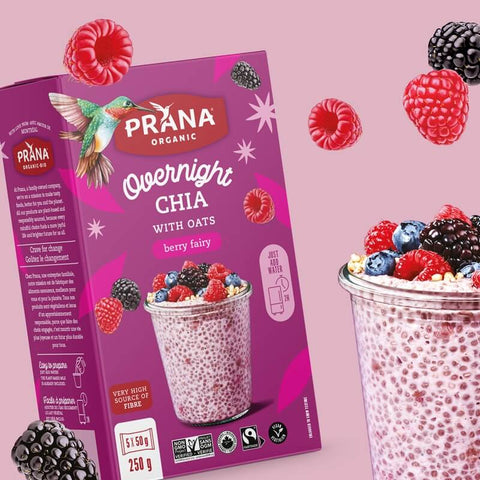Prana Organic Overnight Oat & Chia Mix, 6g Fiber, Net wt 28 oz (794g)