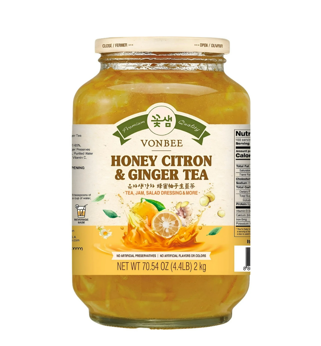 Vonbee Honey Ginger Citron Tea (Family Size 70.54 Oz 4.4 Lbs) Product of Korea 2.2 lb (1 kg)